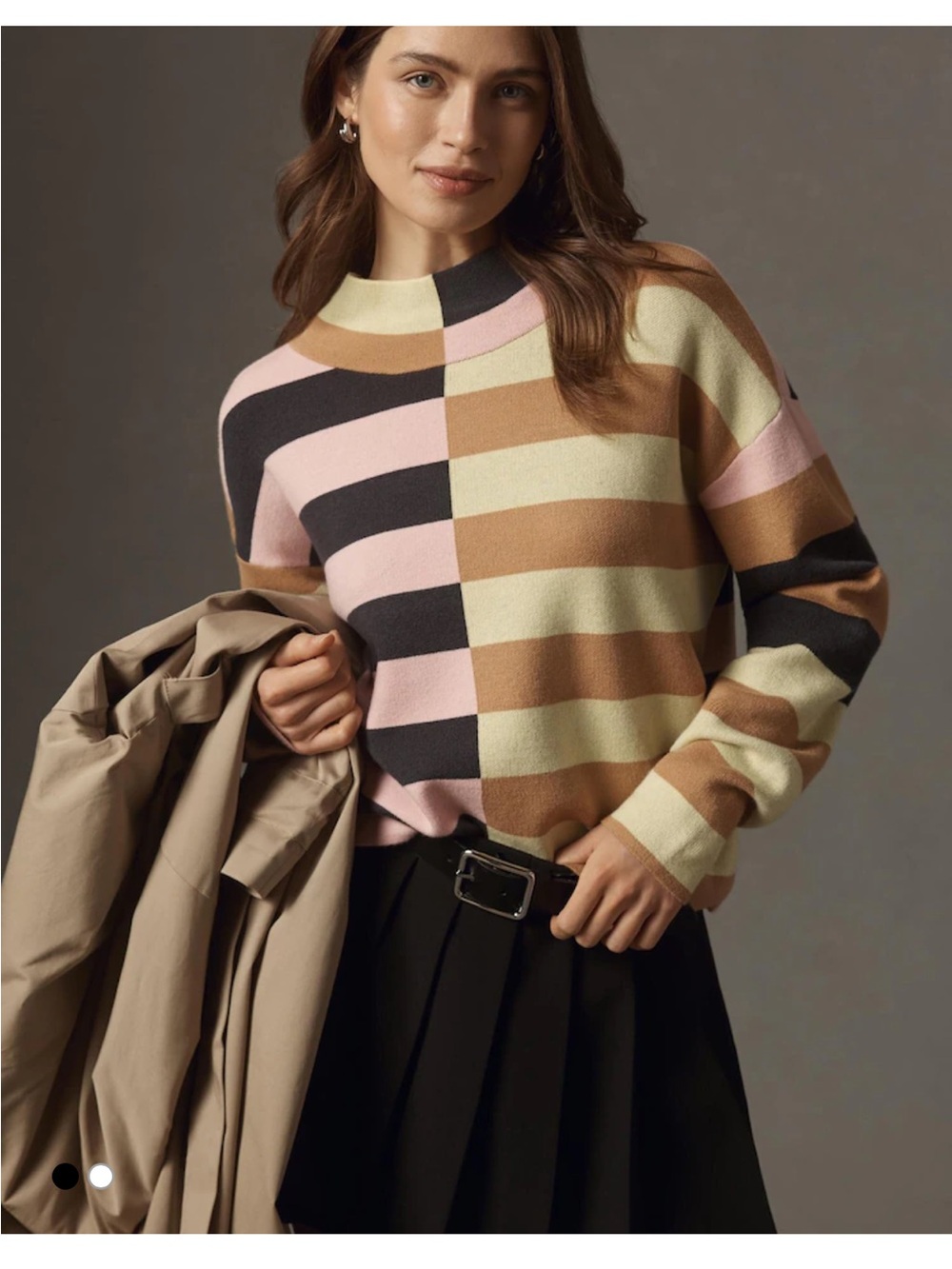 Anthropologie NWT Sz S Maeve Carys Mock-neck striped sweater; soft, top rated